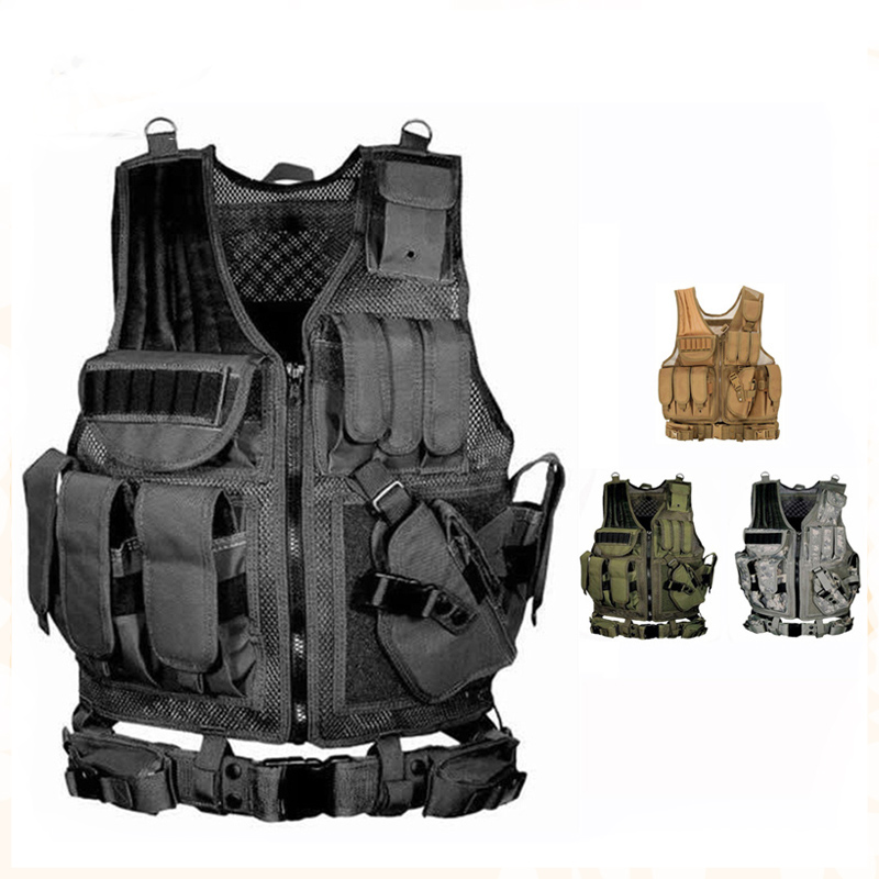 Hunting Outdoor Game - Rompi taktis Molle dapat disesuaikan, rompi