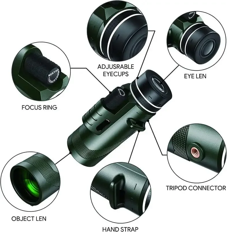 Monokuler HD 80x100 untuk adap - Monocular Night Vision ulasan dan harga